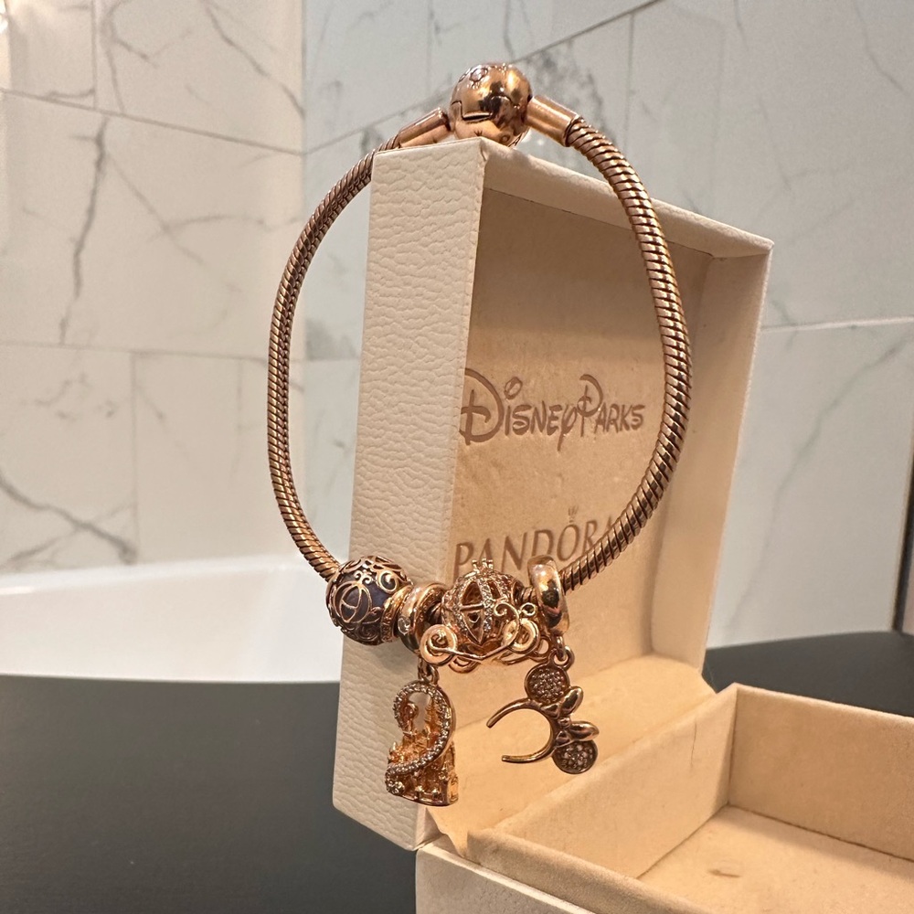 Pandora Disney Fantasyland Castle Dangle Rose Gold Charm - Picture 9 of 9